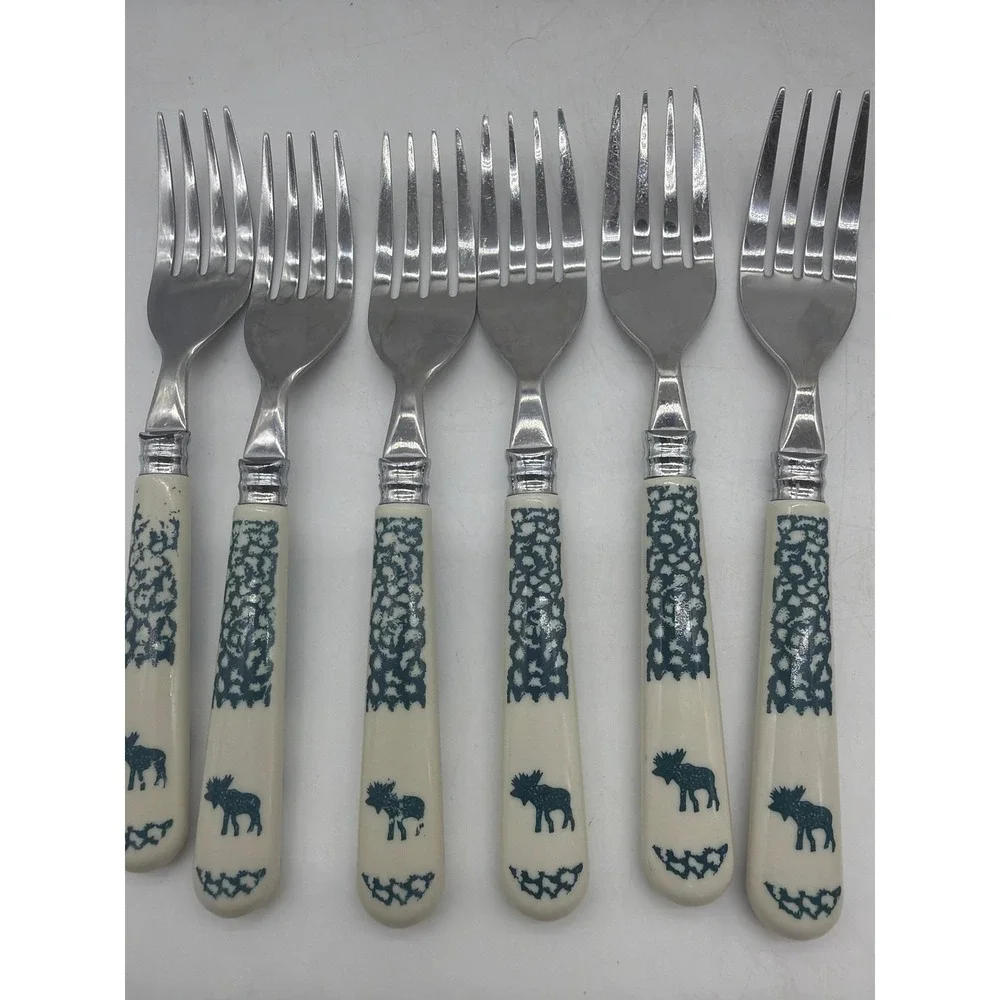 Folk Craft Moose Country 24pc Flatware Set Tienshan  Service for 6 1999